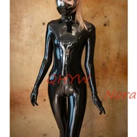handmade women latex catsuit full cover with gloves sock 3d breast neck entry crotch zip no mask