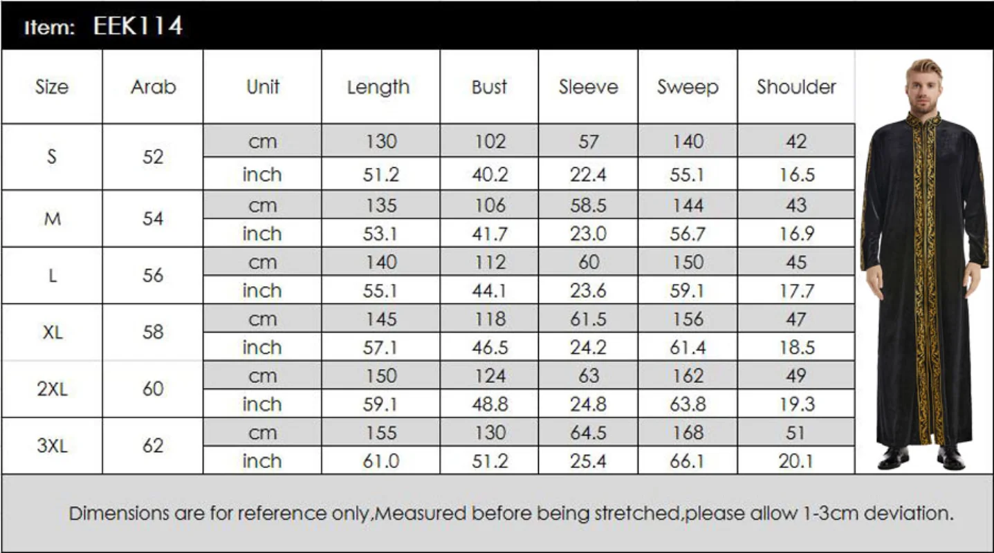 Men Jubba Thobe Saudi Arabia Islam Clothing Velvet Embroidery Long Sleeve Zipper Abaya Muslim Fashion Kaftan Muslim Men Clothing