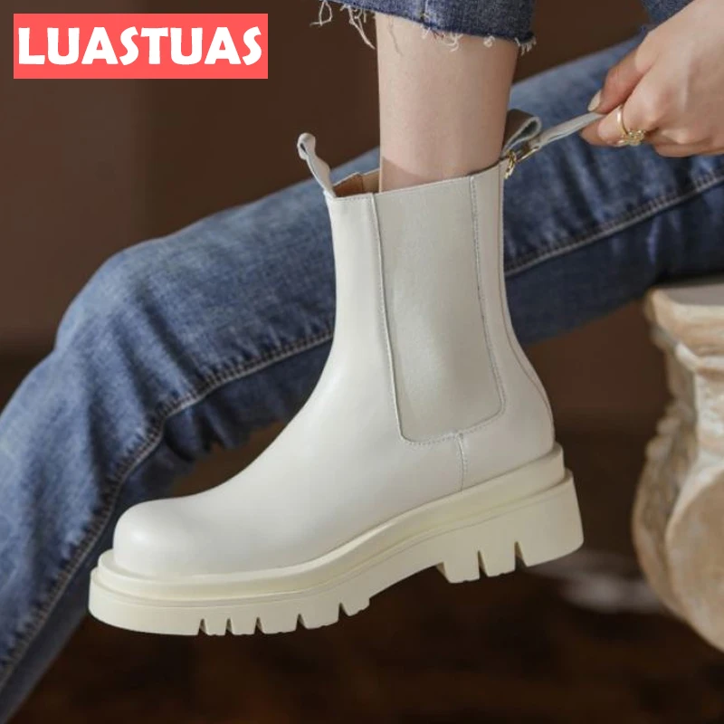 

Женские ботильоны из натуральной кожи на молнии, с круглым носком, Размеры 33-40