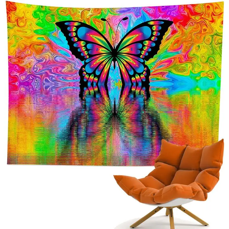 

Colorful Butterfly Tapestry For Bedroom Psychedelic Mushroom Tapestry Wall Hanging 3D Fantasy Hippie Trippy Tapestry Abstract