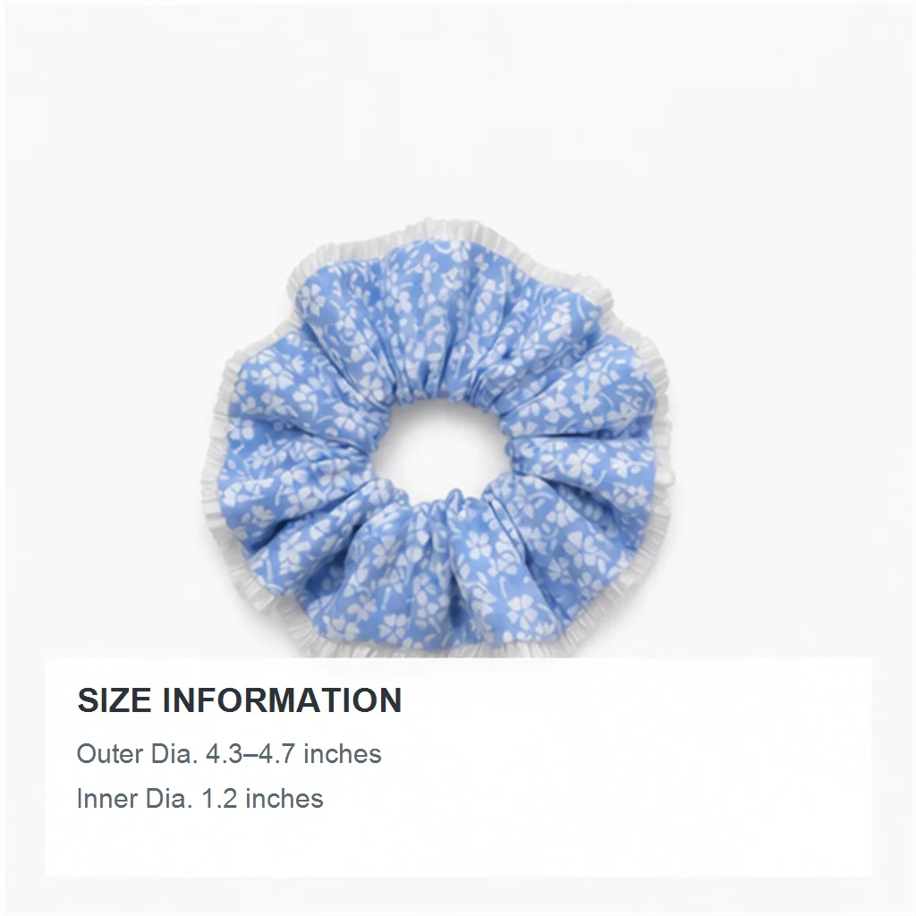 Резинка для волос ручной работы Jeju Sea Breeze Blue Floral, большая, объемная, для хвоста, модный аксессуар для волос (art.: 3920dcd867595) - 3920dcd867595