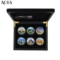 new seven wonders of the world commemorative coin set sliver plated coin travel souvenir coins collectibles home decor gift