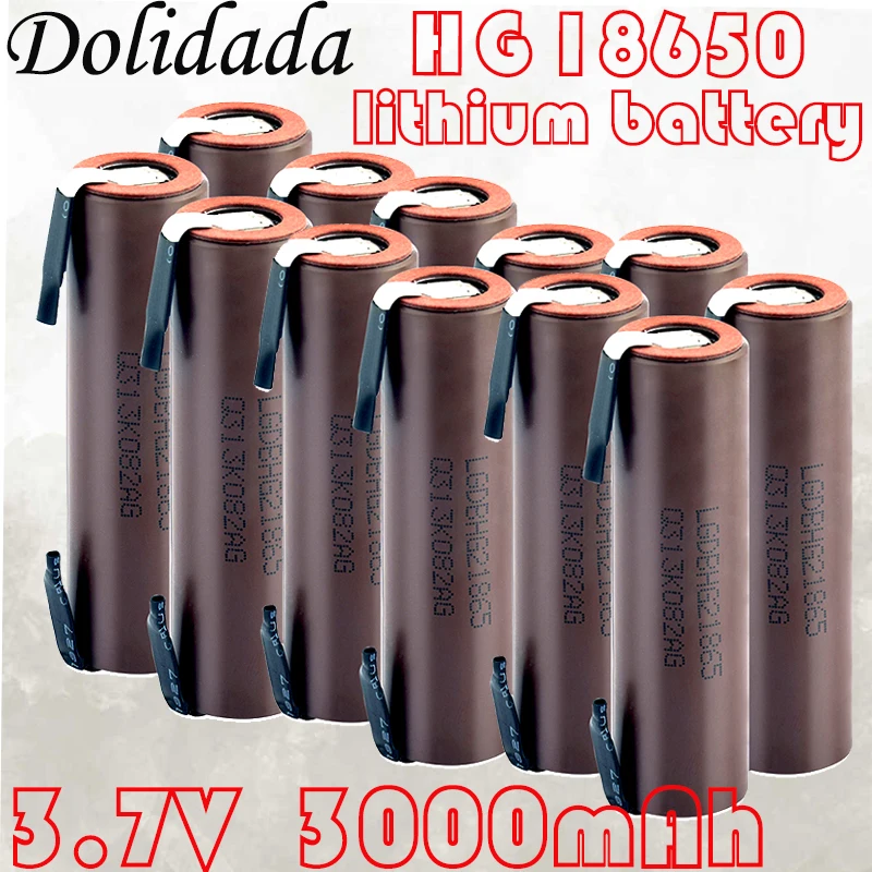 

Original Batterie 18650 HG2 3000mAh Mit Streifen Gelötet Batterien Für Schraubendreher 30A Hohe Strom + DIY Nickel Inr18650 Hg2