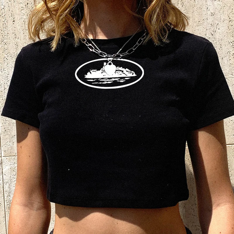 

Aesthetic women's T-shirt Harajuku Y2K slim print vintage graphic clothes crop top E-girl tshirt tshirts tank T shirt tops size