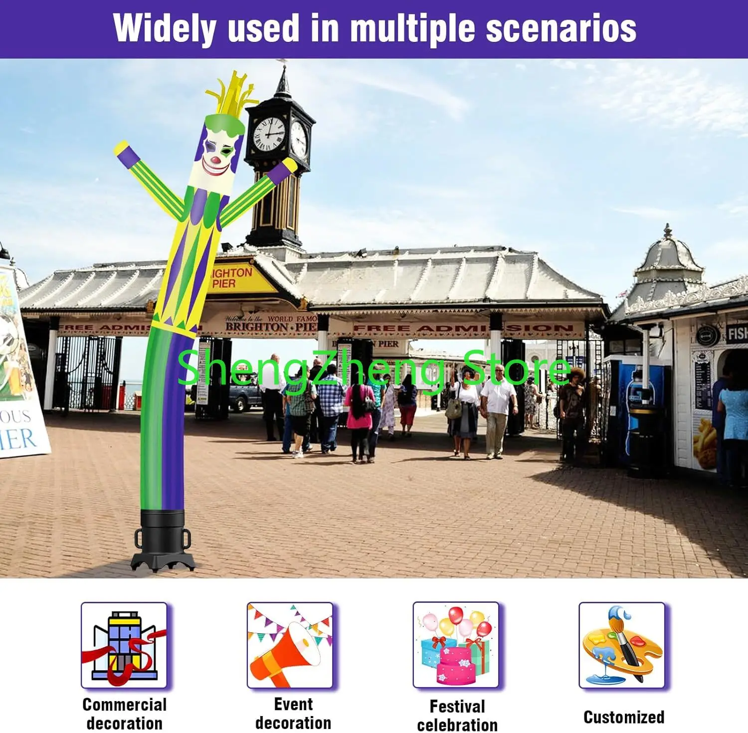 1 шт. высота 20 футов надувная трубка для мужчин Марди Гра шут/клоун дурачный