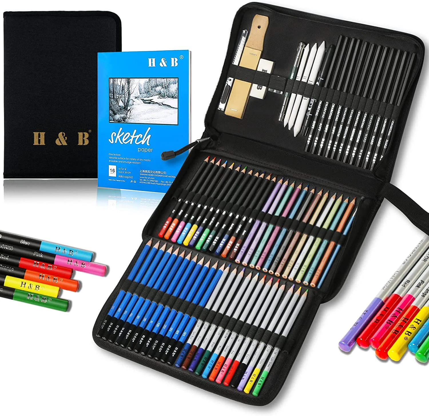 S Set Art Pencil Set With Sketch Pad Professional Drawing Tools Perfect For Artists Adults Art Supplies