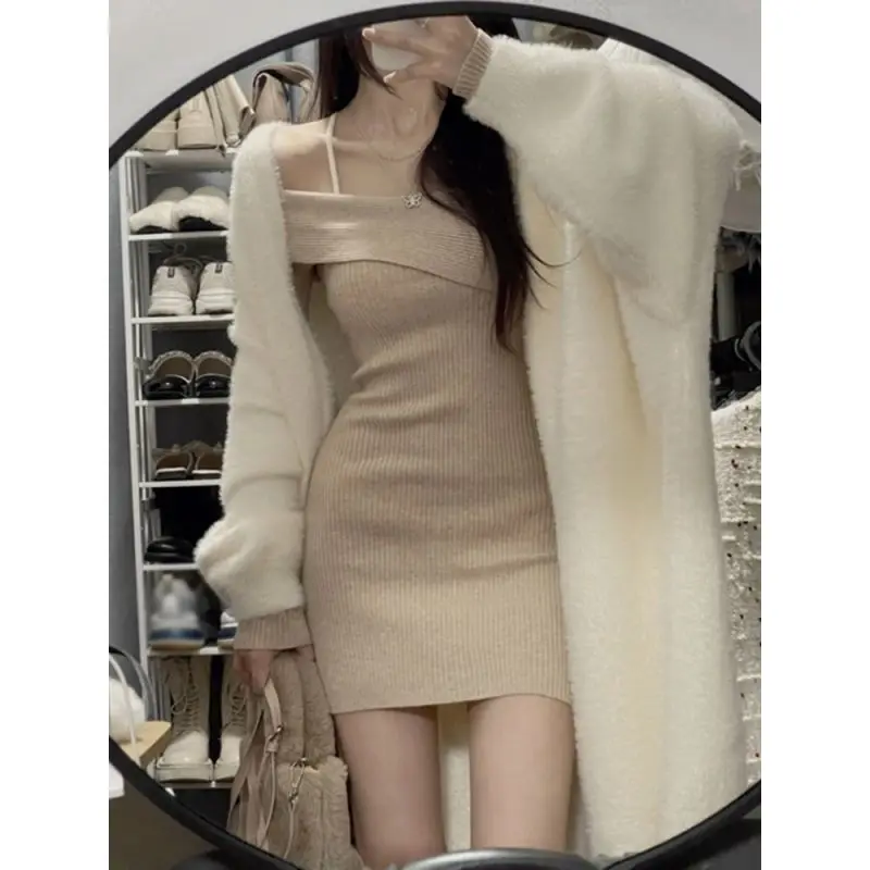 

Новинка Осень-зима 2022, модный вязаный свитер, кардиган, пальто, вязаная куртка, универсальная бутиковая одежда, простой стиль