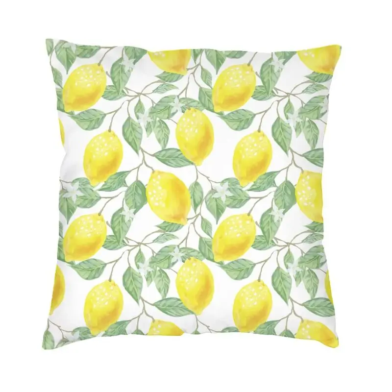 

Watercolor Summer Lemon Lover Pillow Cover Home Decor Botanical Art Citrus Fruit Cushion Cover Throw Pillow for Living Room