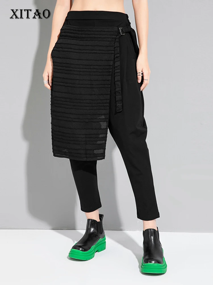 

XITAO Solid Harem Pants Women Korea 2022 Summer New Arrival Personality Fashion Loose All Match Elastic Waist Pants ZY6916