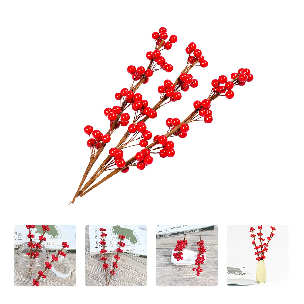 

Berry Christmas Picks Stems Holly Branches Artificial Red Wreath Tree Decorations Decor Berries Faux Flower Floraltwig