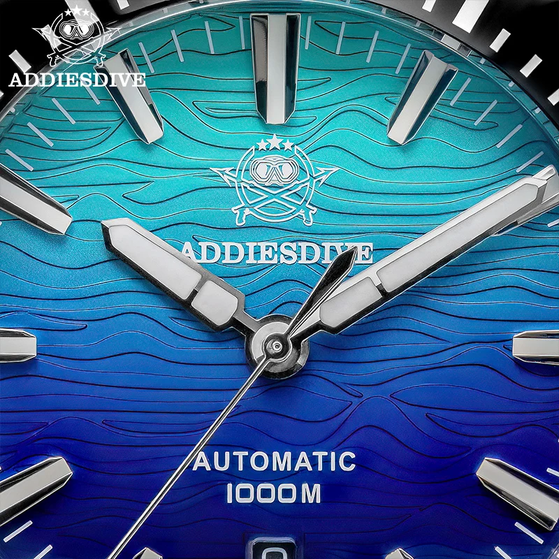Фото Новые автоматические часы ADDIESDIVE для мужчин, с сапфировым стеклом, градиентным циферблатом, водонепроницаемостью до 1000 м, механические, 46 мм, светящиеся, из нержавеющей стали №4