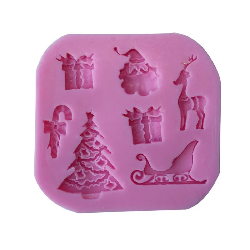 

DIY Christmas Sleigh Shape Silicone Mold Fondant Cake Baking Tools Soft Pottery Handmade Soap Cloth