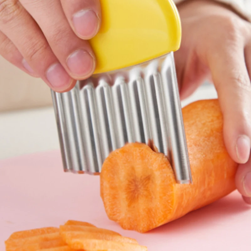 Cortador de patatas fritas, utensilio de cocina ondulado, corrugado, para frutas y verduras