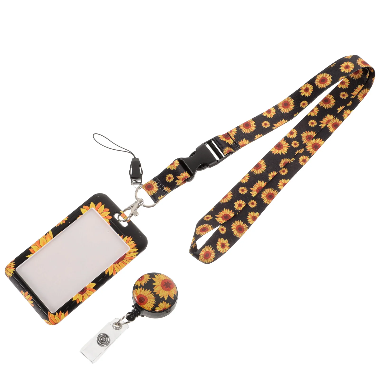 

Credit Card Floral Lanyard Flower Pattern Sleeve Cards Holders Bus Cover Student Id Badge Plastic Name