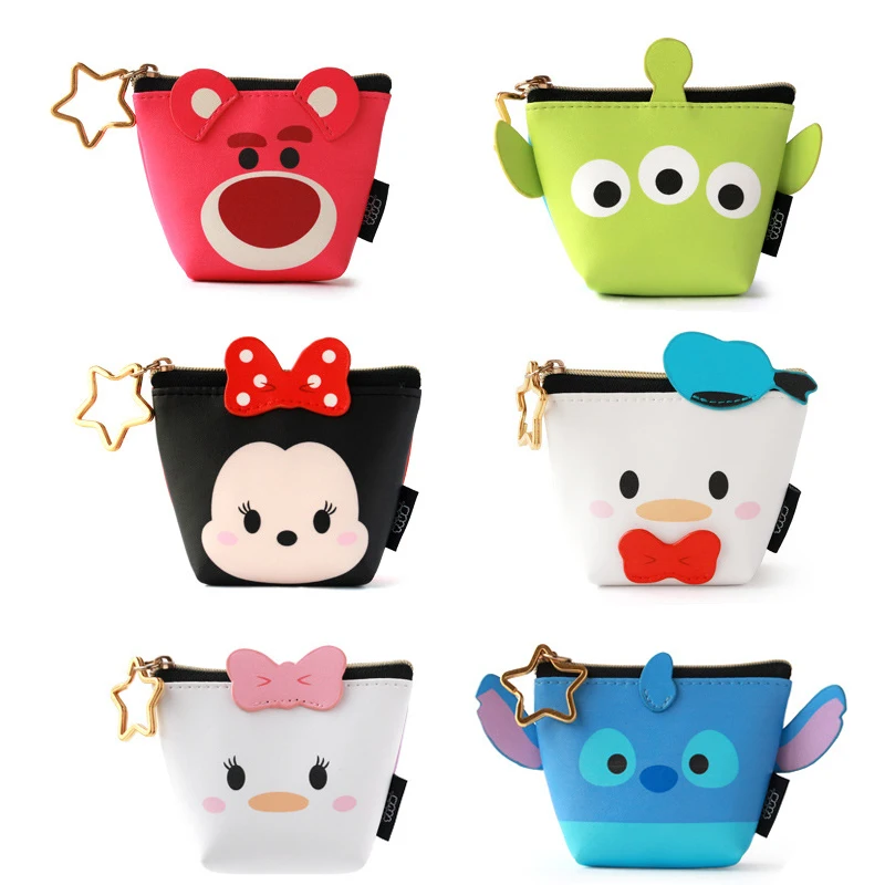 

Disney Anime Figure Mickey Mouse Minnie Alien Lilo Stitch Lotso Coin Purse Pu Leather Collection Portable Kids Birthday Gift