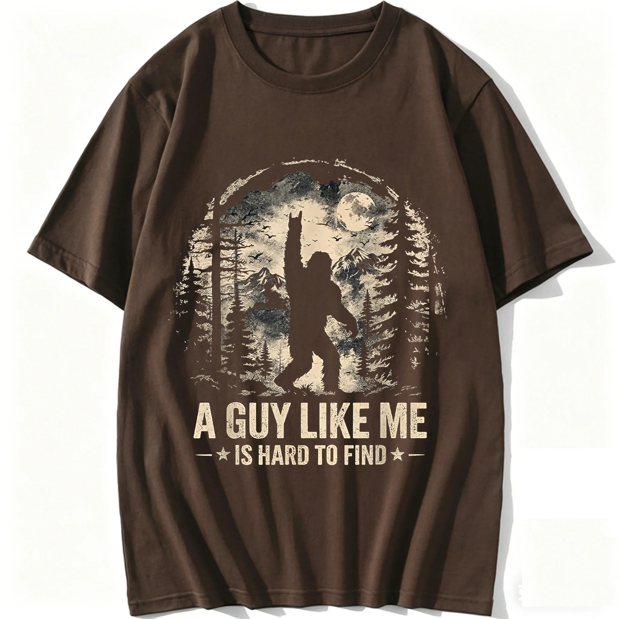 Фото Забавная мужская футболка из чистого хлопка с принтом Big Foot Rock A Guy Like Me is Hard to Find Sasquatch, необычная повседневная модель. №4