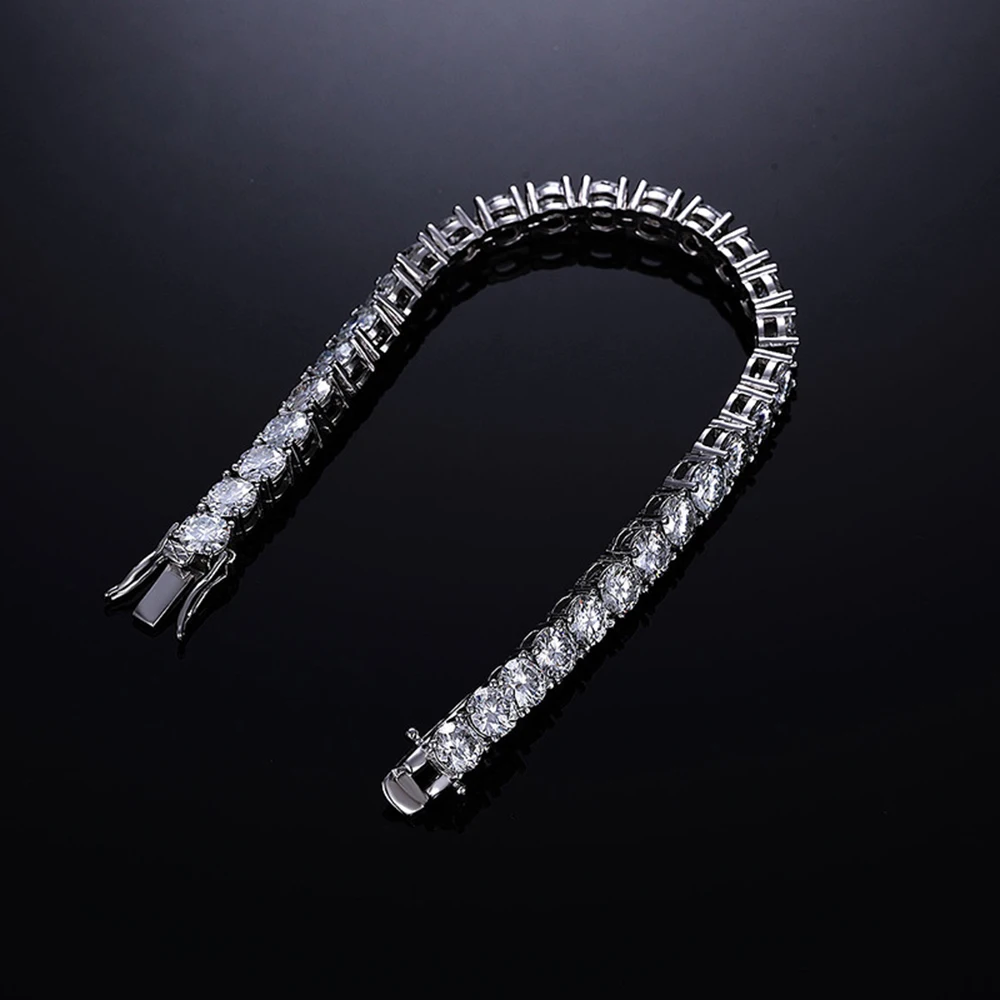 3-5mm Moissanite Tennis Chain Bracelet Real Diamond S925 Silver Jewelry For Women Wedding Party With GRA Free Shipping