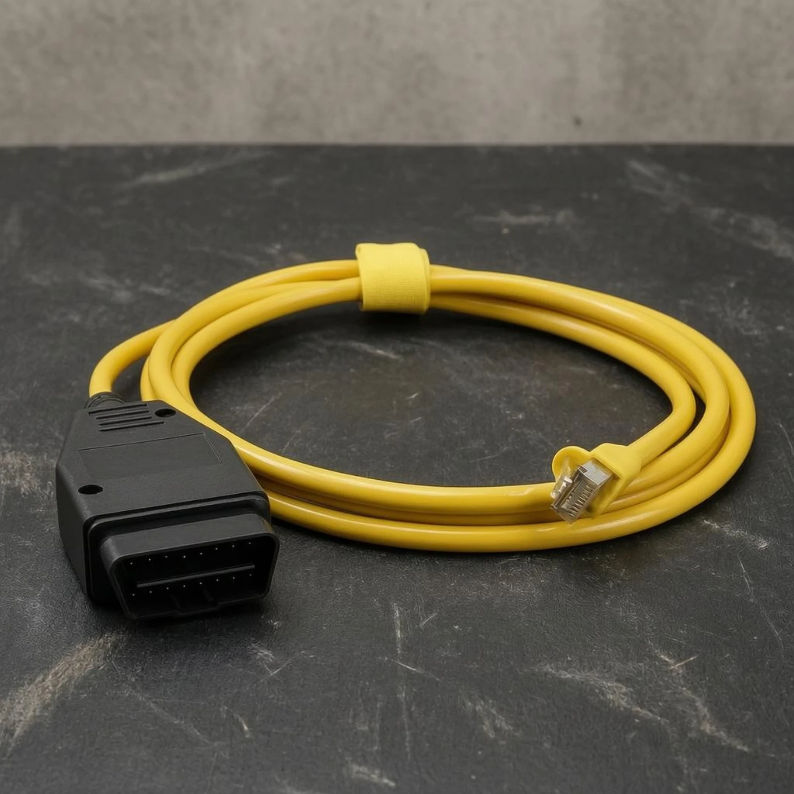 Фото Кабель Ethernet-OBD для немецких автомобилей, кабель для конфигурации и кодирования немецких автомобилей, адаптер OBD Ethernet, желтый №2