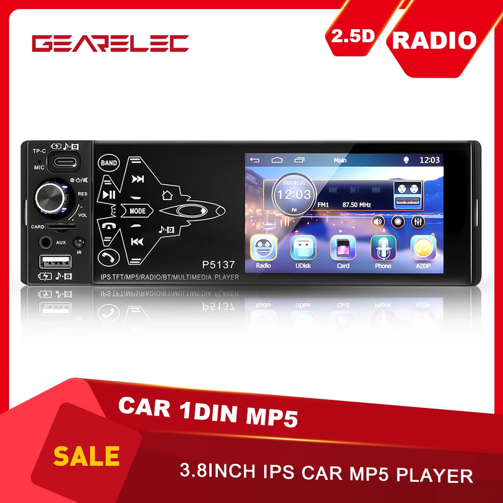 

1DIN Car Multimedia MP5 Player 3.8inch 2.5D IPS TFT Touch Screen Bluetooth Digital FM Radio Receiver Car Radio MP5 Player