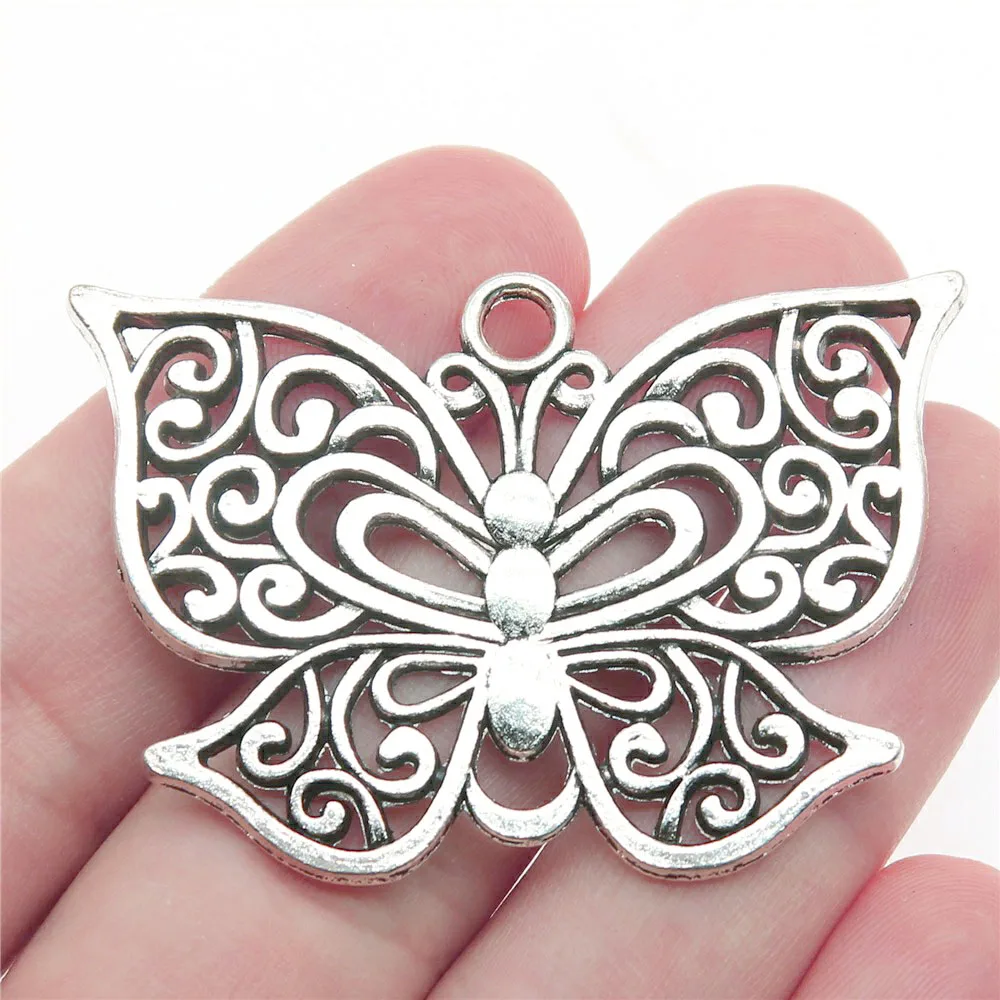 

2Pcs 35x50mm Alloy Antique Silver Color Butterfly Charms Designer Charms for Jewelry Making DIY Jewelry Accessories Wholesale