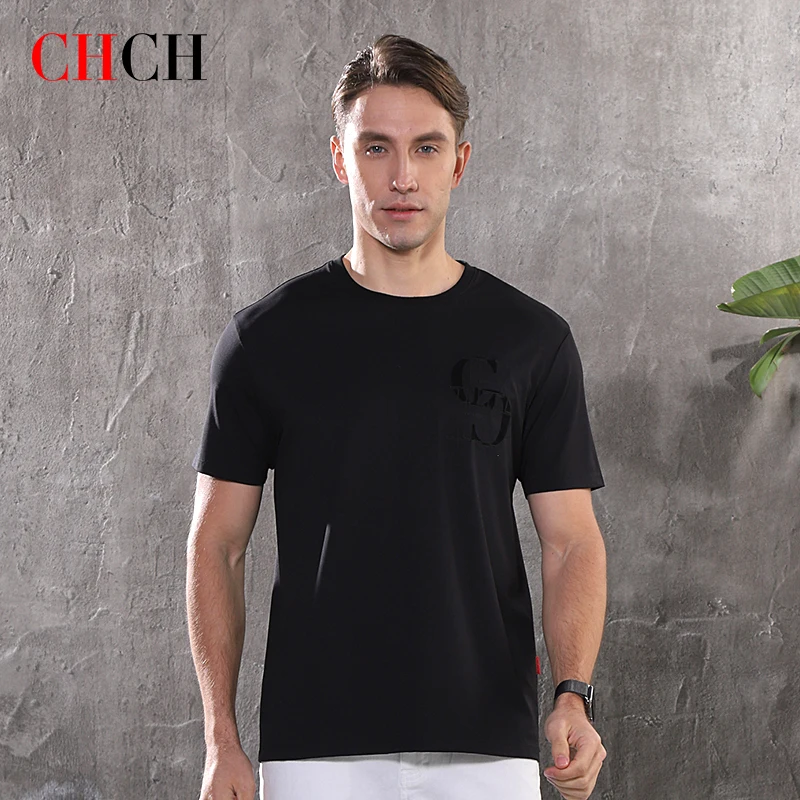 

CHCH New Men Slim Short Sleeve 2023 Luxury Brand Cotton T Shirt Printed Graphic T Shirts Summer Casual Comfortable Tops Tees Men