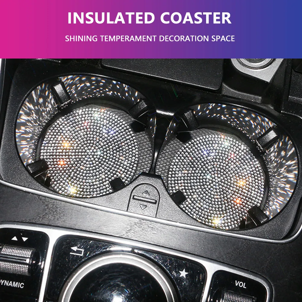 

Car Coasters Universal Vehicle Cup Holders Coasters Car Interior Accessories For Car Glitter Cup Mats MU8669