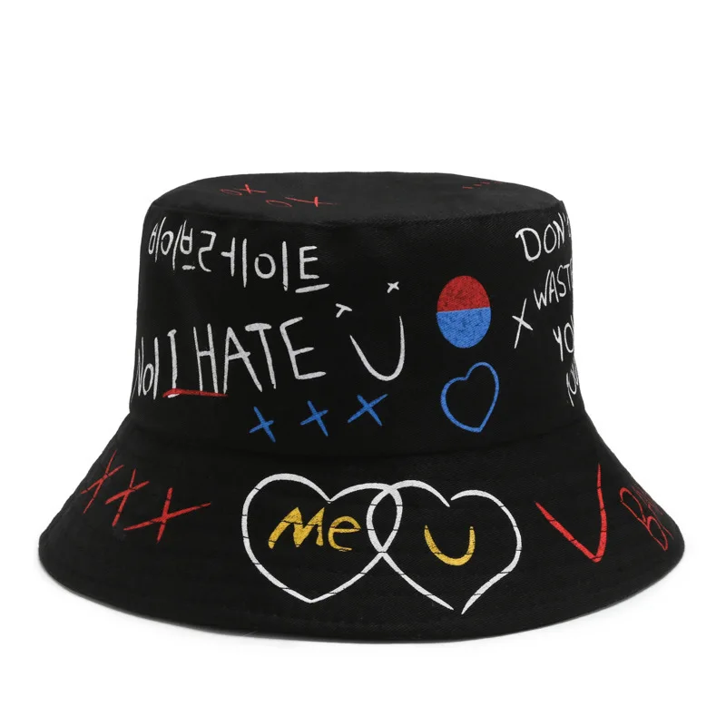 

Unisex Hip Hop Harajuku Graffiti Bucket Hat Fishing Outdoor Cap Men's Summer for Fisherman Hat Women Bone Feminino