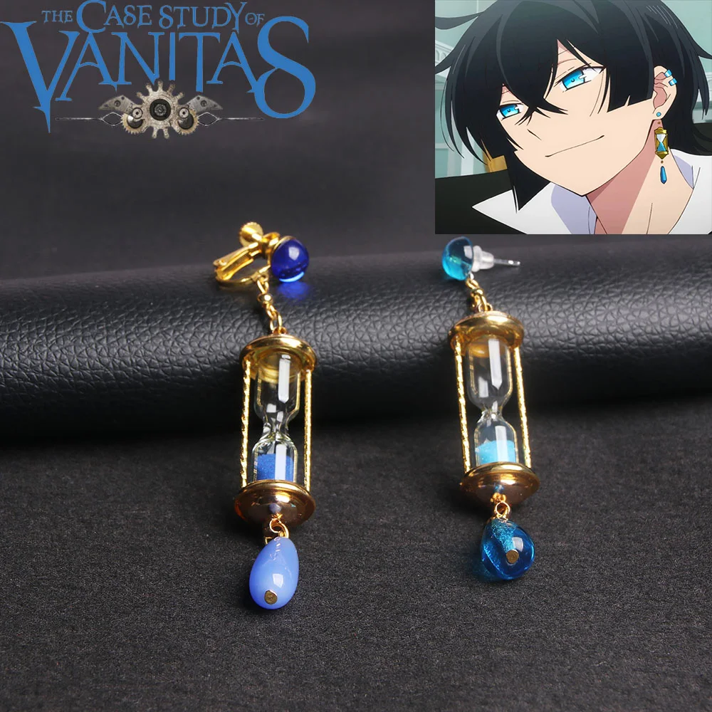 

Anime Vanitas Earrings The Case Study of Vanitas No Karte Props Cosplay Hourglass Drop Dangle Earrings for Teeny Studs Ear Cuff