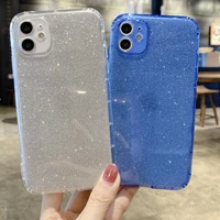 for iphone 11 12 13 pro max mini 7 8 plus x xr se2020 luxury silicone shiny back transparent shockproof anti slip soft back case