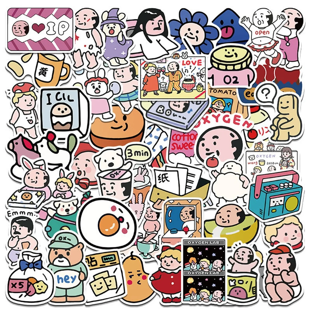 

50pcs Mini Hand Account Cute Cartoon Korea Uncle Laboratory Stickers Waterproof Laptop Motorcycle Luggage Fridge Phone Sticker