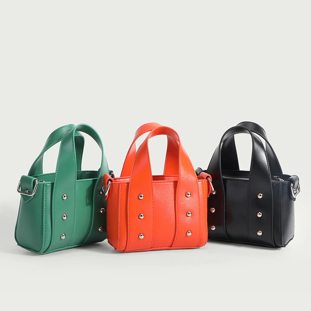 

Mini Rivet Women's Handbags Wide Strap Shoulder Crossbody Bags for Women 2022 Luxury Brands Shopper Tote Designer Soft Clutch