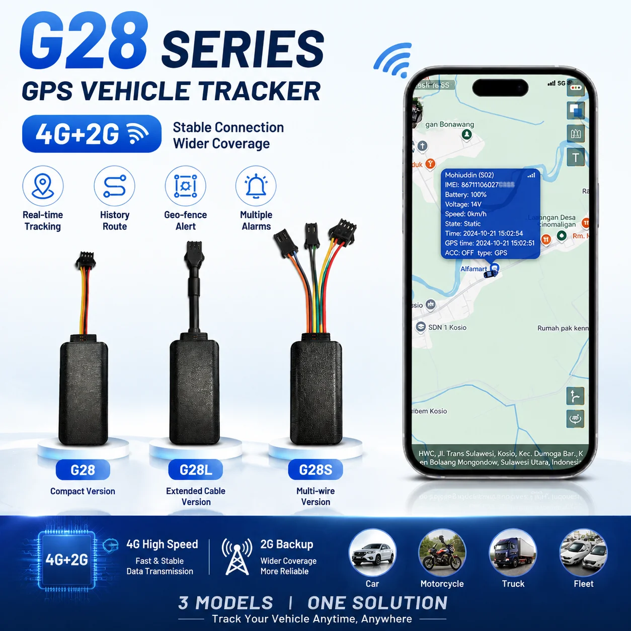 Фото GPS-трекер для автомобилей 4G+2G, локатор в реальном времени, противоугонная сигнализация, геозона, вибрационная сигнализация для автомобилей, грузовиков, мотоциклов №1