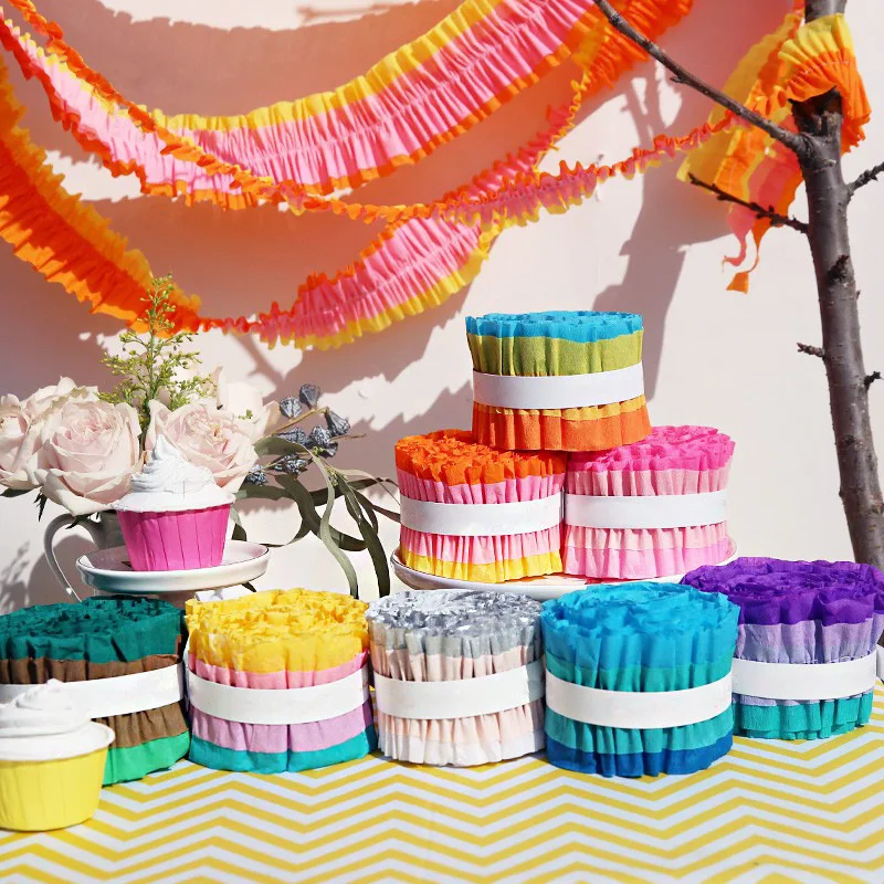 

Colorful Birthday Wedding Party Crepe Paper Streamers Backdrops Decorations Hanging for Baby Bridal Shower Wall Background Decor