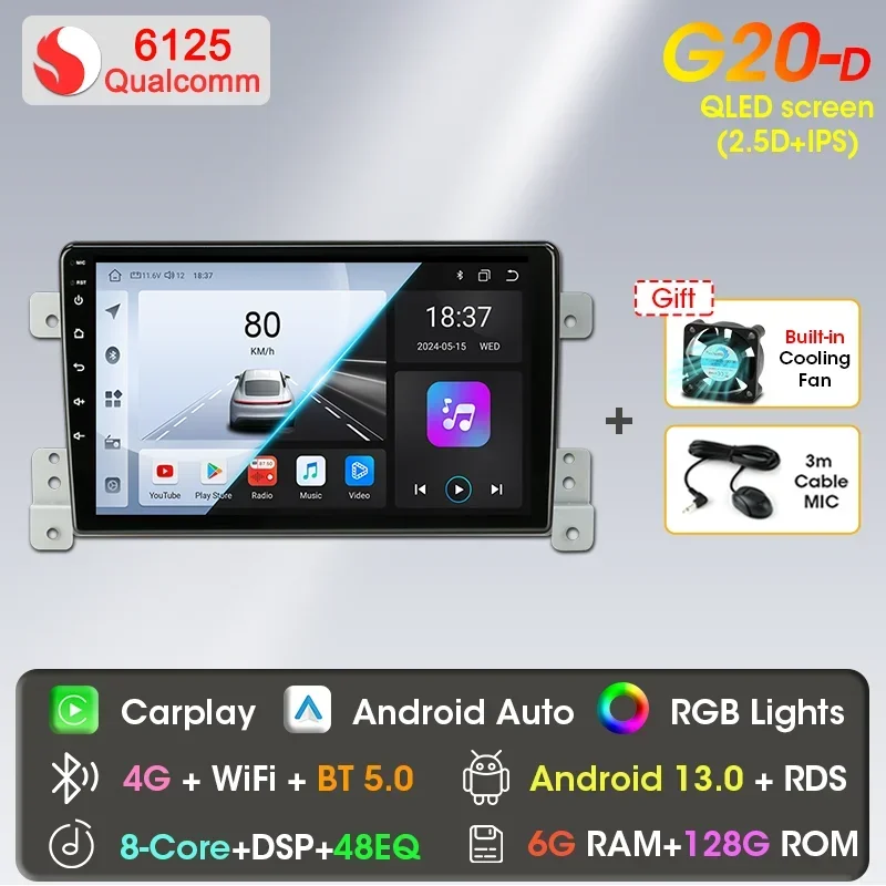 

Для Suzuki Grand Vitara 3 2005-2015 Android 12 Автомобильный радиоприемник Мультимедийный плеер Навигация 2Din Стерео DVD Carplay Головное устройство Аудио 9 дюймов