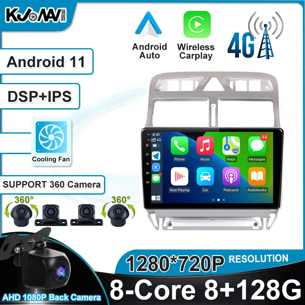 

Carpaly Android 12 DSP Auto Car Stereo Radio Multimedia GPS Navigation WIFI Blutooth For Peugeot 307 2001 - 2008