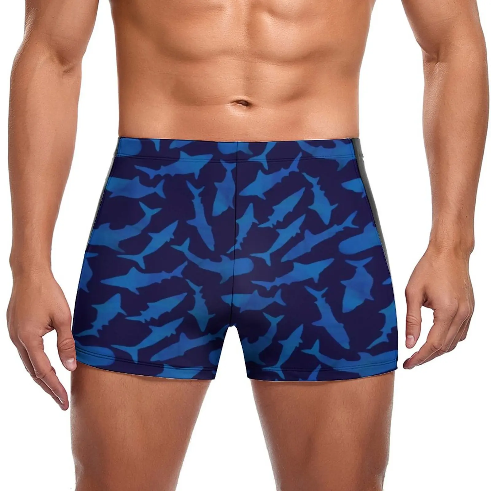 

Blue Shark Art Print Swimming Trunks Seamless Sharks Trending Durable Swim Boxers Beach Plus Size Men Swimsuit