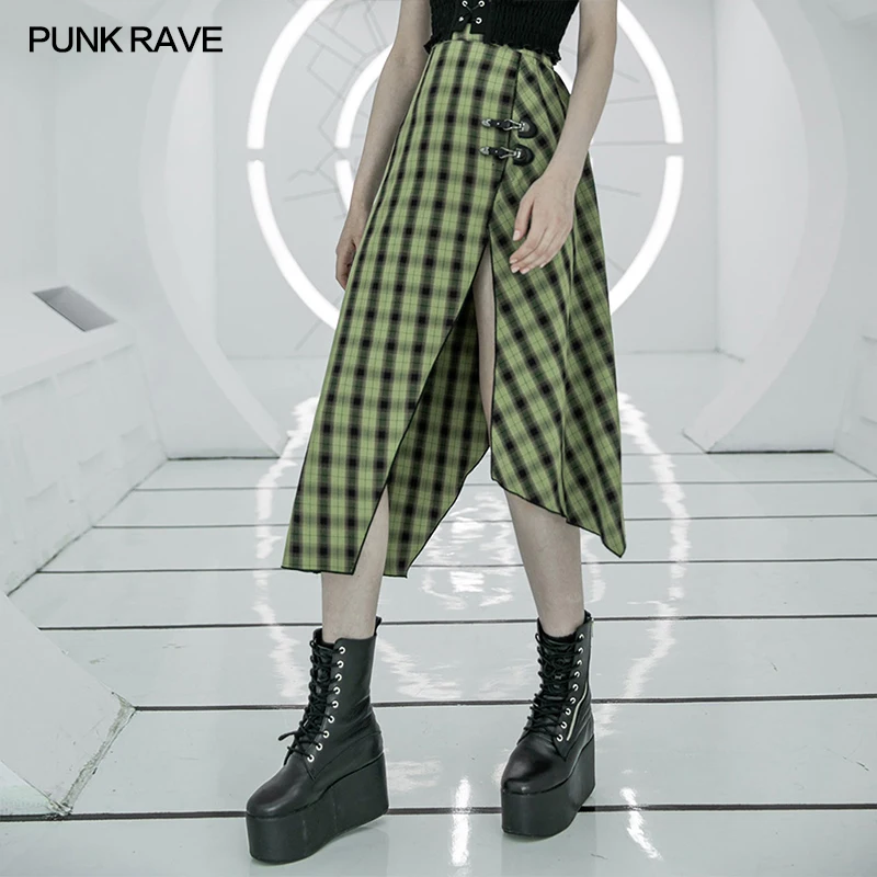 Женская юбка в стиле Панк RAVE повседневная Милая Асимметричная полуюбка панк с