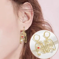 red heart asymmetric stud earrings womens 925 sterling silver sweet doll girls pearl earrings party ornaments 2022