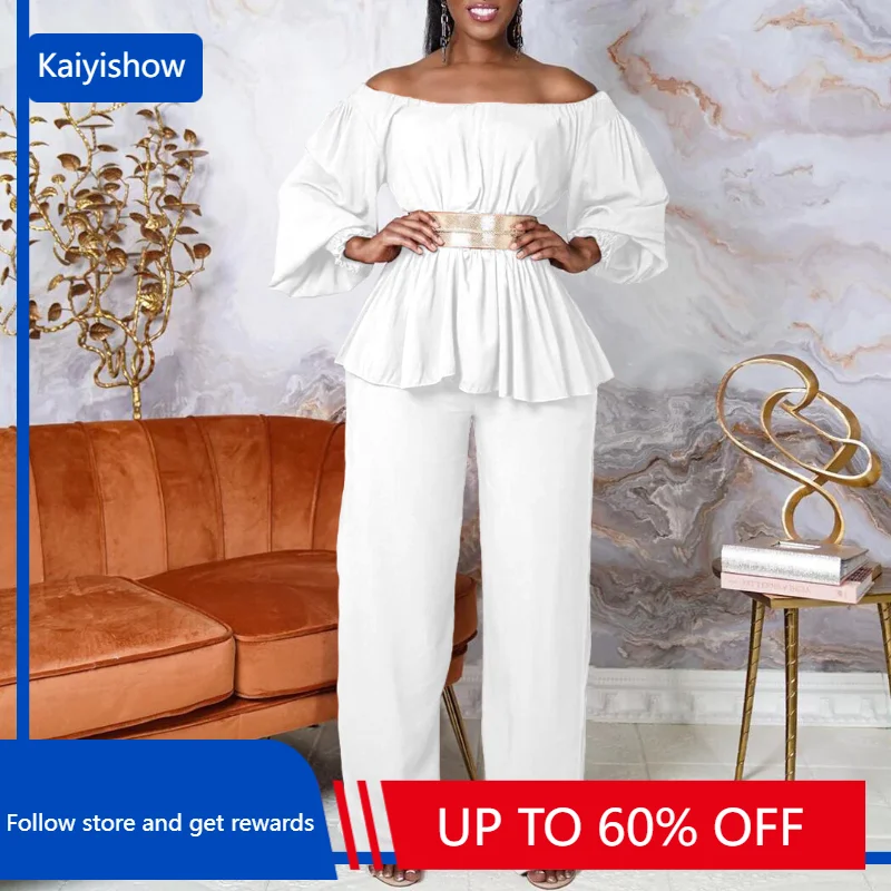 

African Clothes For Women Summer Autumn New Fashion 2 Piece Set Dashiki Top And Pants Suit Party Lady Matching Sets And Belt