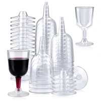 50pcs clear plastic wine glass recyclable disposable reusable cups for champagne dessert beer pudding party