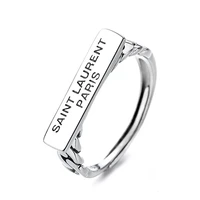 925 sterling silver womens rings birthday wedding gift fine vintage chain square letter english adjustable ring luxury jewelry