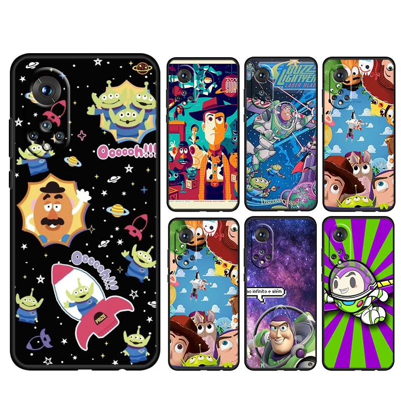 

Cute Disney Toy Story For Honor 70 60 50 X30 9C 9X 9A 8X MAX Pro Plus Lite SE Soft Silicone Black Phone Case