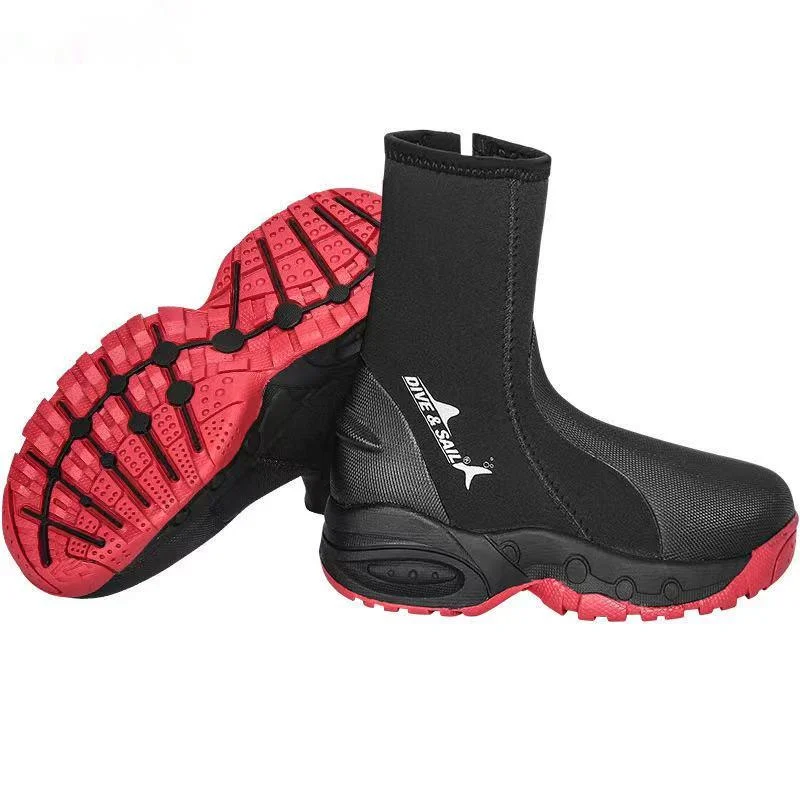 

5mm SCR neoprene high upper warm boots Winter Water Sport surfing fishing scuba diving shoes anti scratch beach Boots