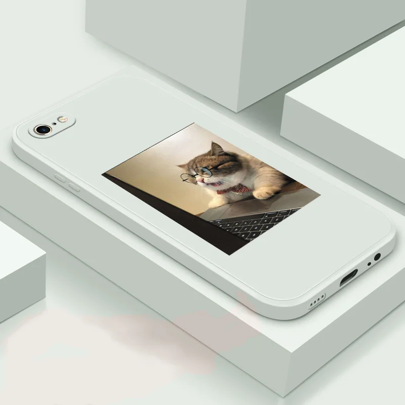 

For iPhone 6 6s 6 Plus 6s Plus Soft Case TPU Silicone Phone Shell Glasses Cat Back Cover Phone Case Cut Animals Case