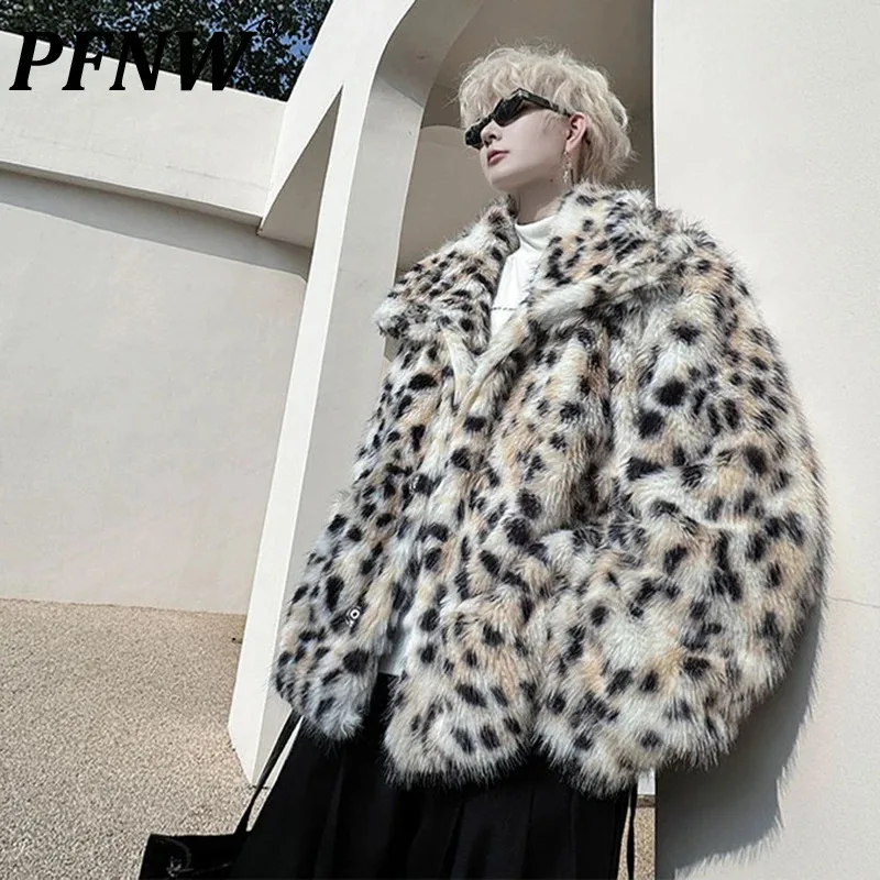PFNW модное мужское свободное повседневное хлопковое пальто с леопардовым принтом