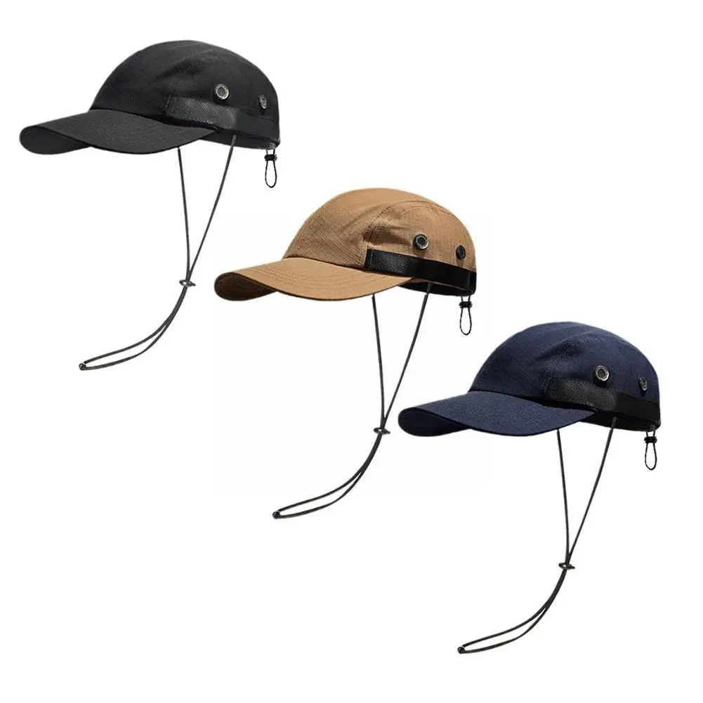 Summer Sunscreen Cap Men Women Outdoor Cycling Sweat Hats With Rope Baseball Absorption Quick-Drying Soft Top Breathable B7D7