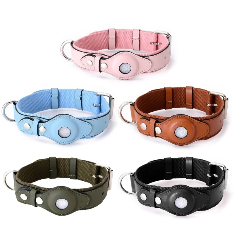 

E9LD Dog Collar for Tracking Dog Collar Adjustable Leash Leather+Nylon Collar Cute Girl Dog Collar Soft and Comfortable