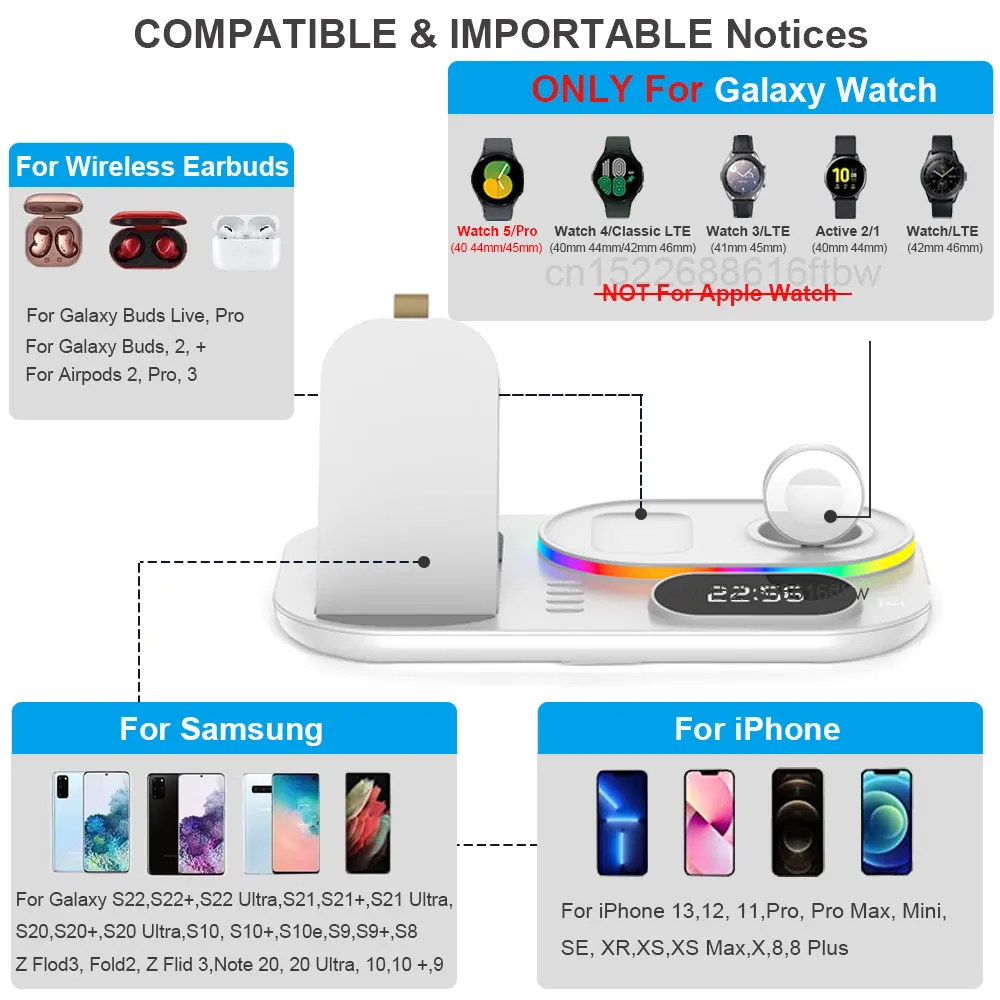 Wireless Charger 3 in 1 for Samsung 30W Qi Fast Charging Station for Samsung S22 Ultra Galaxy Watch 5 4 Charger Dock Foldable