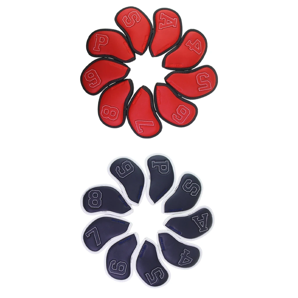 

9x Golf Iron Headcover Golf Club Head Cover Putter Protector Wrap Embroidery Number for Golfers Accessories