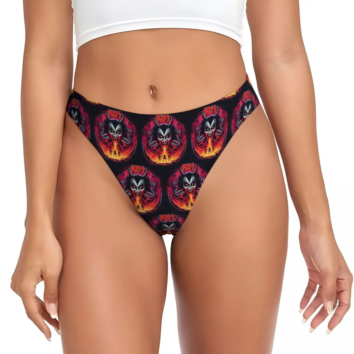 Фото Женские стринги Custom KISS The Band Demon Red Rock Music: дышащие, эластичные, комфортные трусики №1